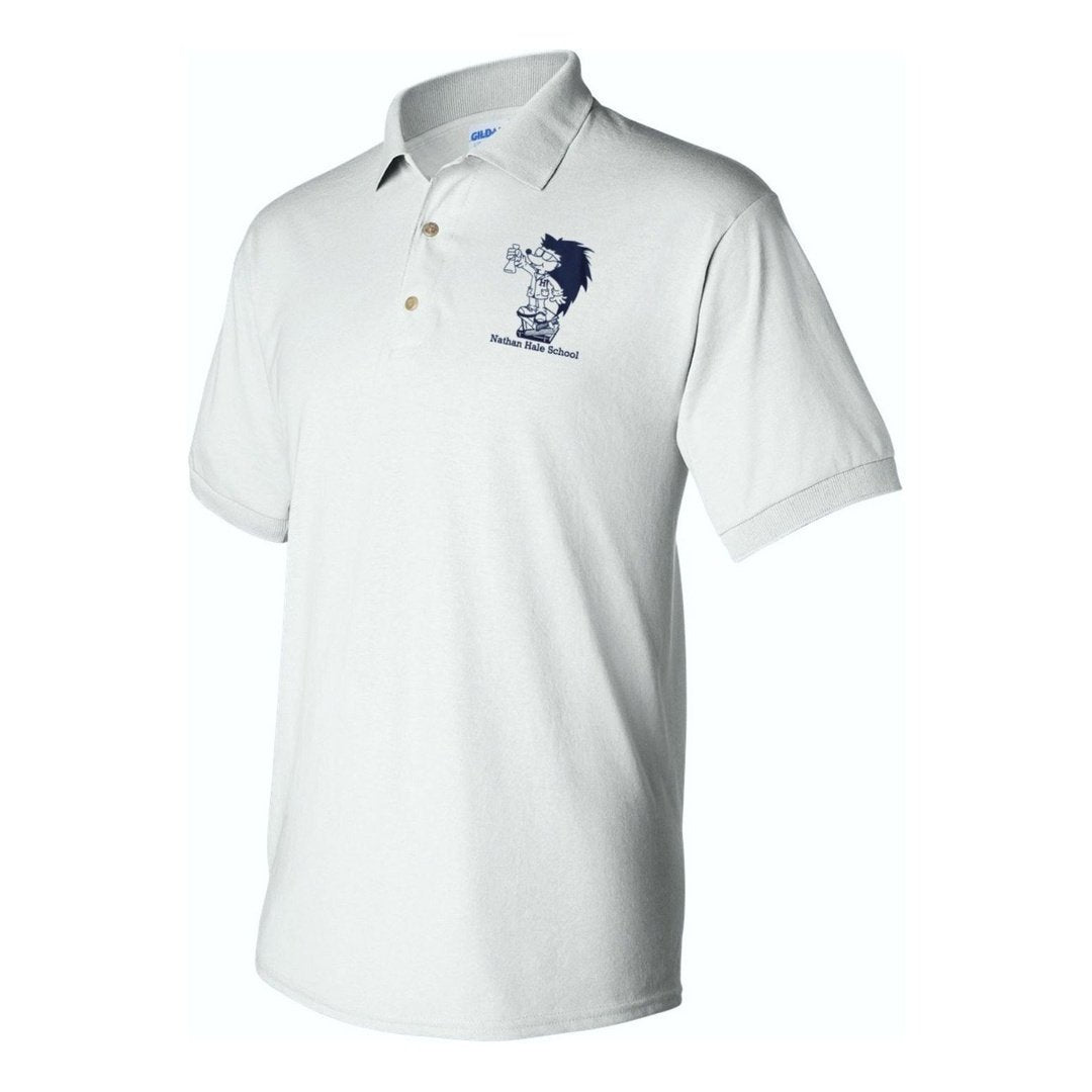 Nathan Hale White Short Sleeve Polo - Adult