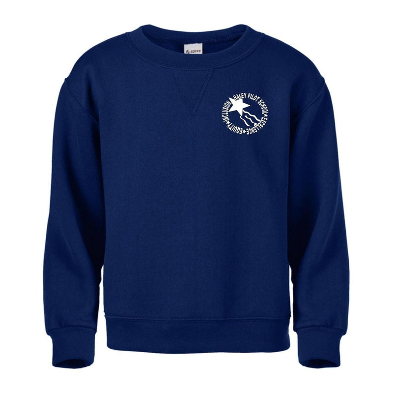 Haley Pilot Grades K-8 Navy Fleece Crew Neck Sweater - Adult