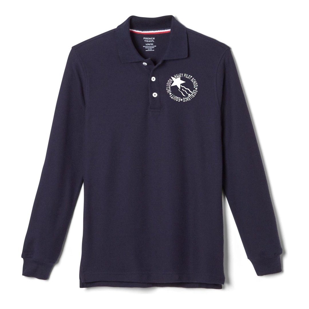 Haley Pilot Grades K-8 Navy Long Sleeve Polo - Kids