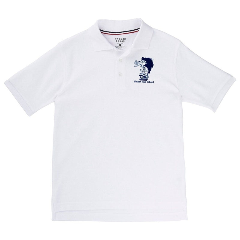 Nathan Hale Short Sleeve White Polo -Kids