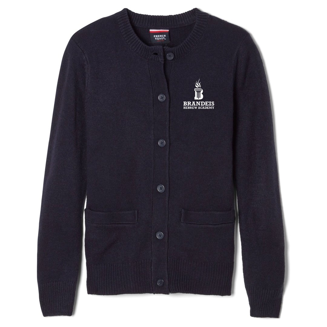 Brandeis Hebrew Academy Crewneck Cardigan Sweater - Girls