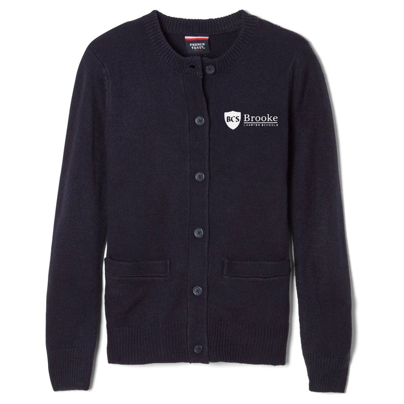 Brooke Charter School Crewneck Cardigan Sweater - Girls