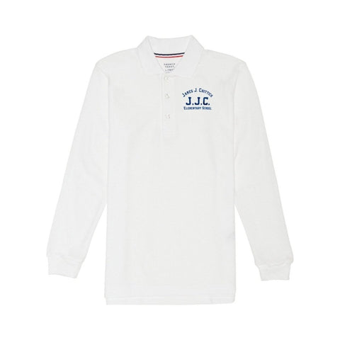 James J. Chittick Elementary Long Sleeve White Polo- Screen Printed - Boston School Uniform