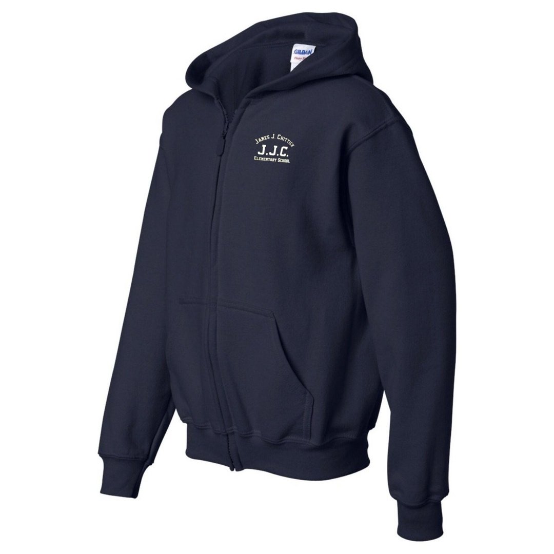 James J. Chittick Elementary Navy Full Zip Hooded Sweatshirt - Screen Printed - Boston School Uniform