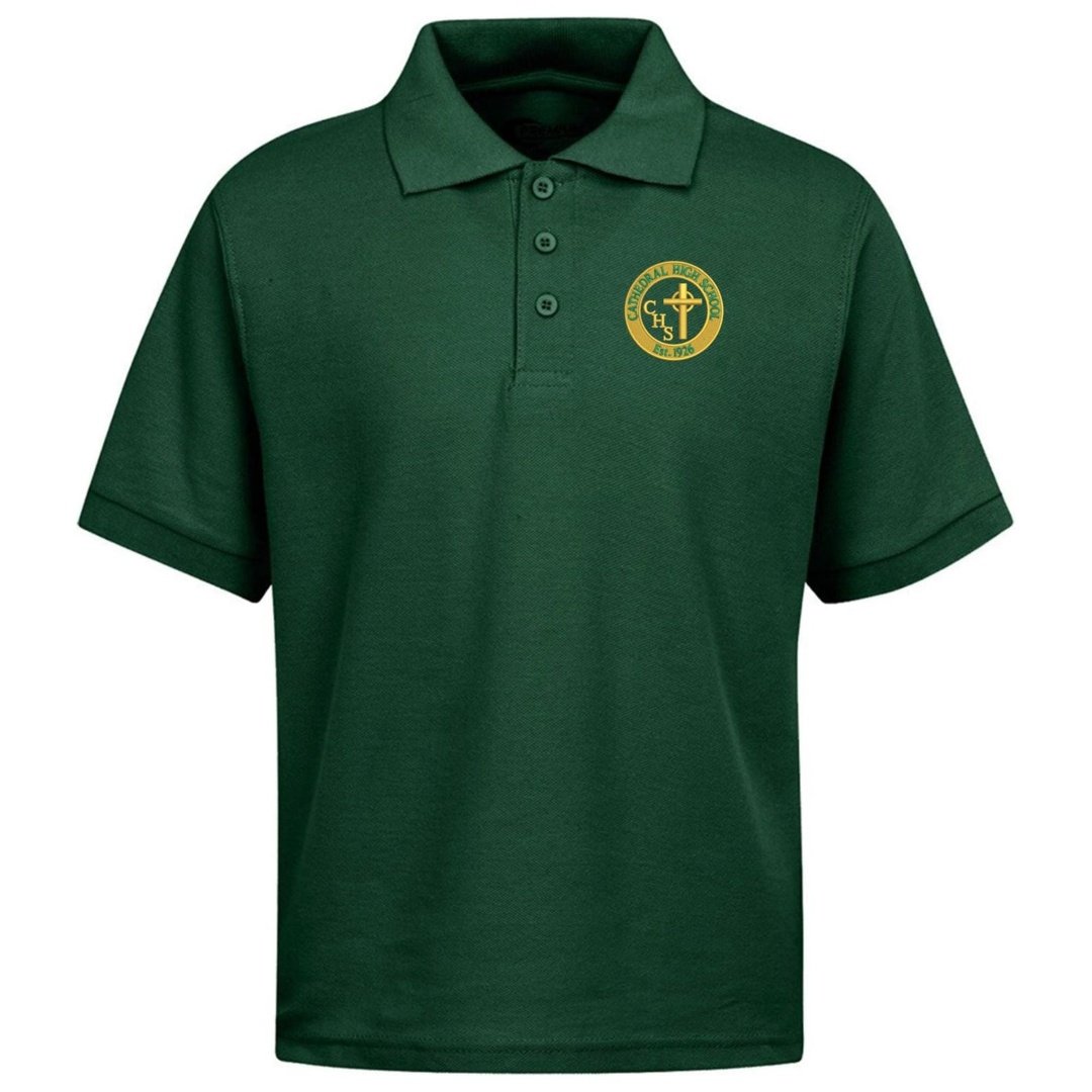 Cathedral HS - Hunter Green Short Sleeve Polo - Gr 9-12th- Adult