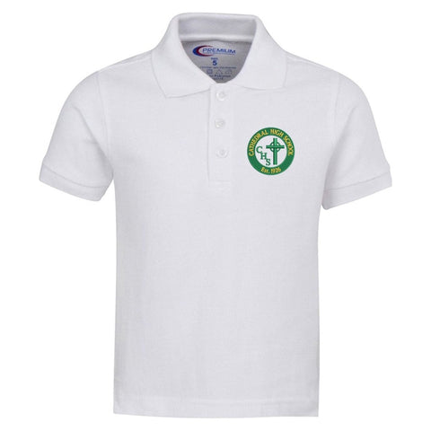Cathedral HS - White Short Sleeve Polo -Embroidered - Adult