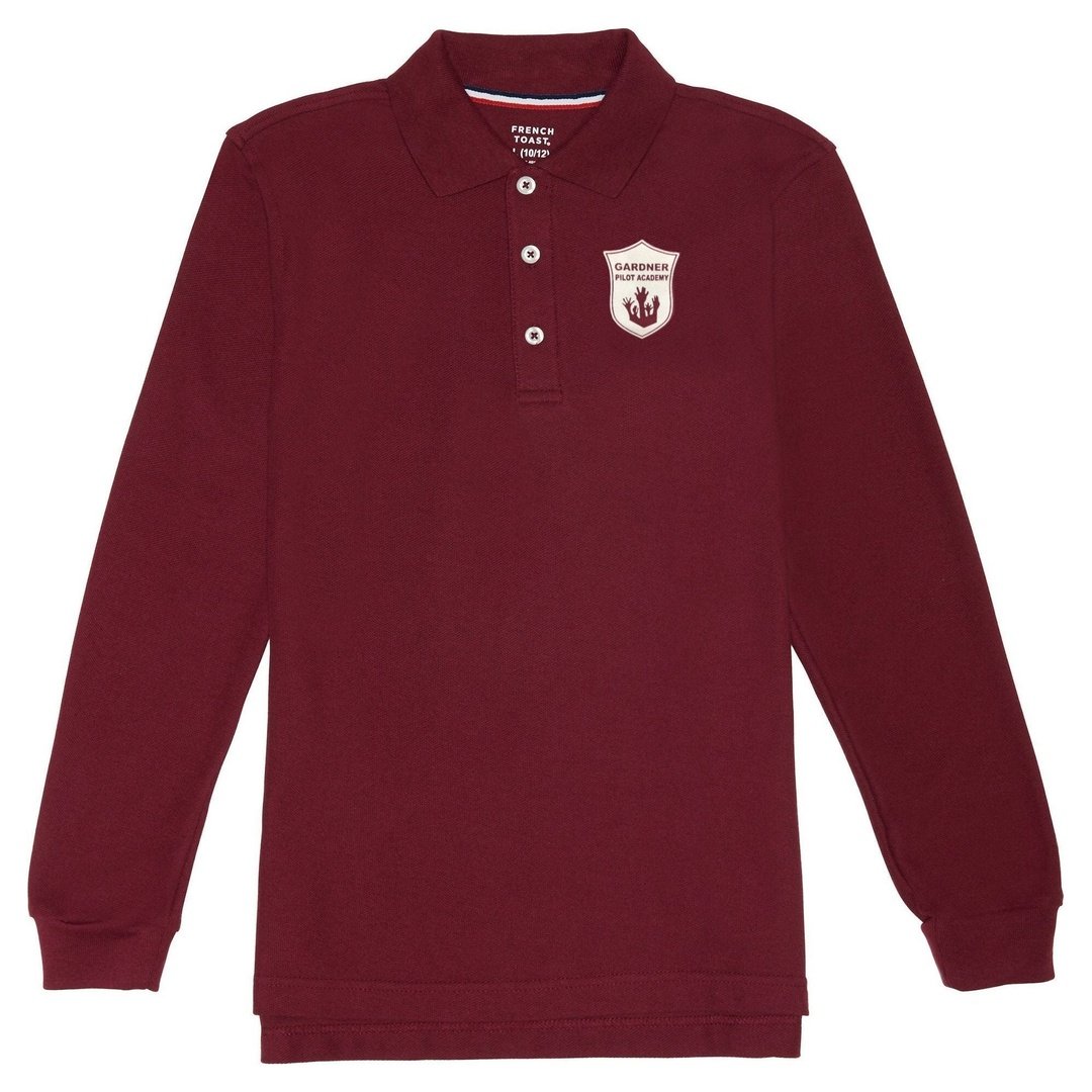 Gardner Pilot Academy Youth Long Sleeve Polo - Screen Printed - Boston School Uniform
