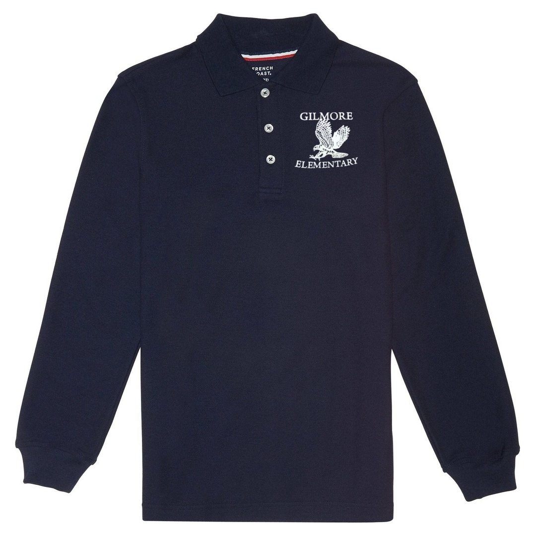 Gilmore Elementary Long Sleeve Toddler Polo - Screen Printed - Boston School Uniform