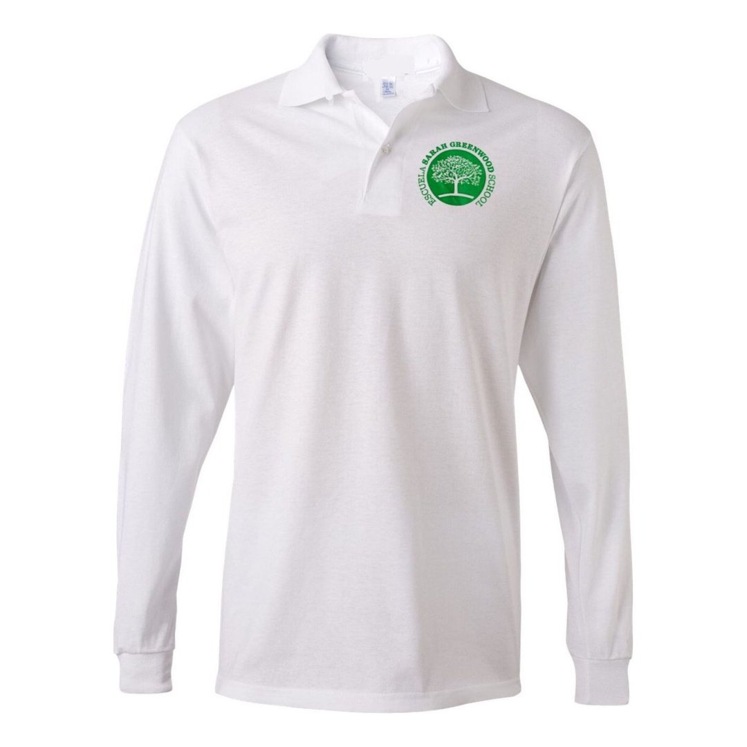 Sara Greenwood White Long Sleeve Polo -Kids
