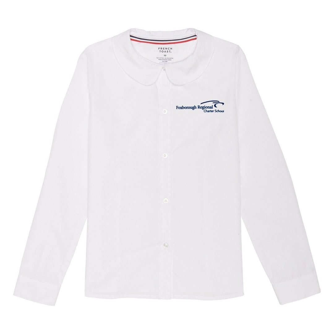Foxborough Regional Charter Girls Plus Size Long Sleeve Peter Pan Collar Blouse - Embroidered - Boston School Uniform