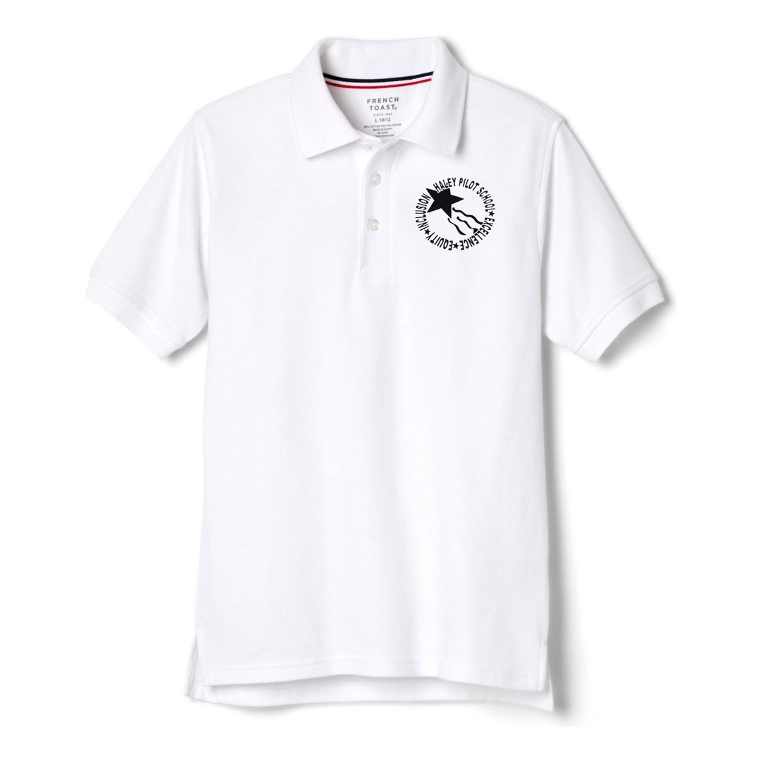 Haley Pilot Grades 6-8 White Short Sleeve Polo -Kids