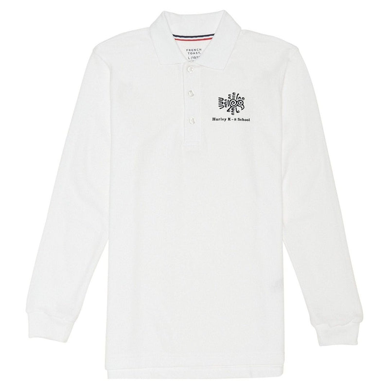 Hurley K-8 School - White Long Sleeve Polo - Adult