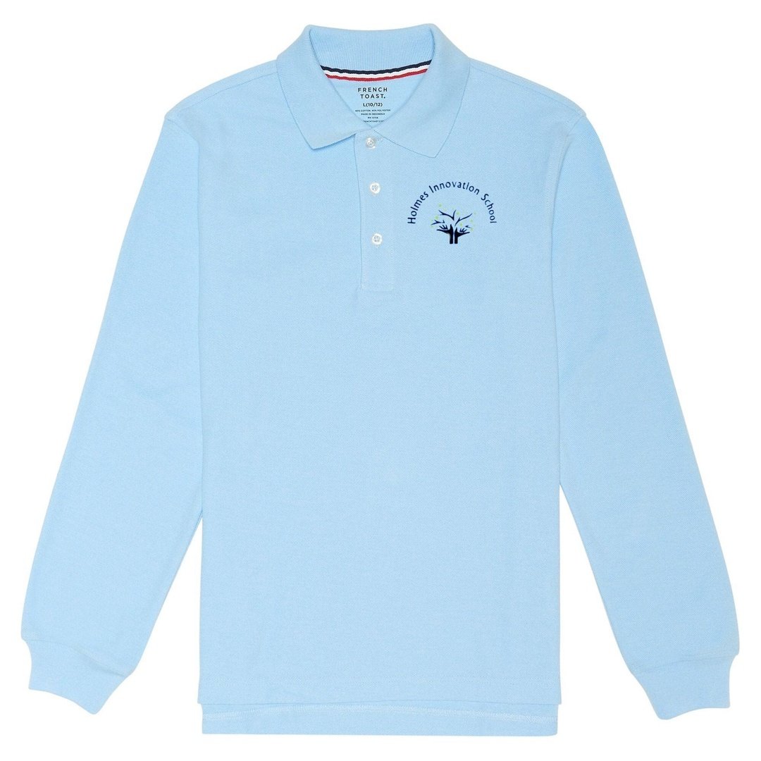 Holmes Innovation Youth Long Sleeve Polo - Extended Sizes - Screen Printed - Boston School Uniform