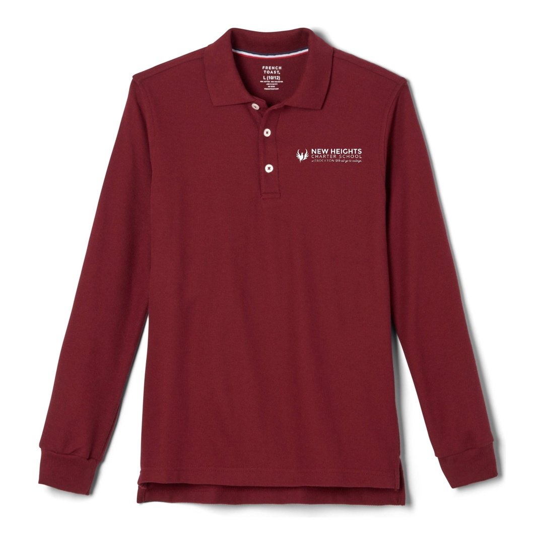 New Heights Charter Burgundy Long Sleeve Polo - Adult - 6th Grade Only