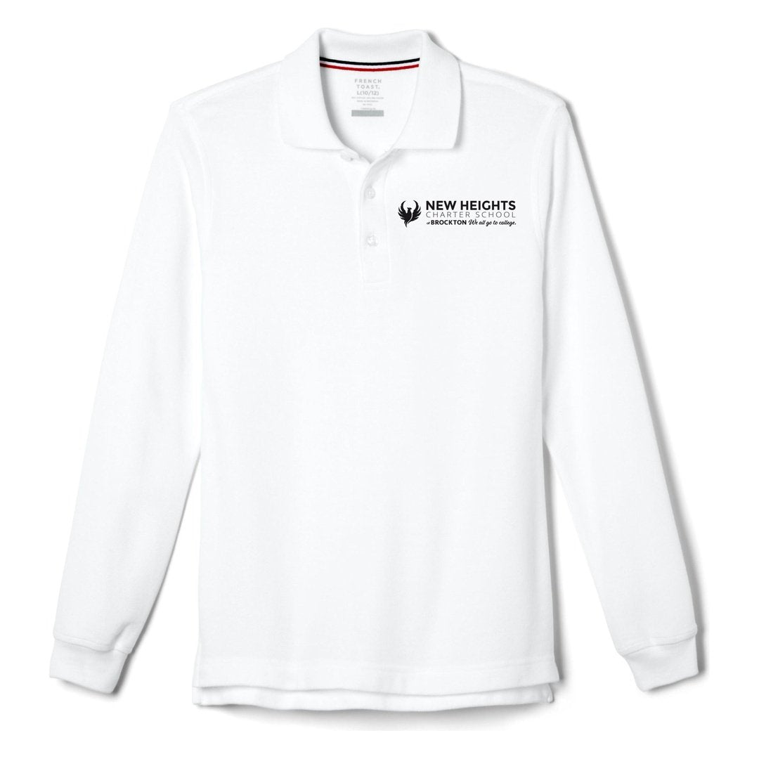 New Heights Charter - White Long Sleeve Polo - Adult -10th Grade Only