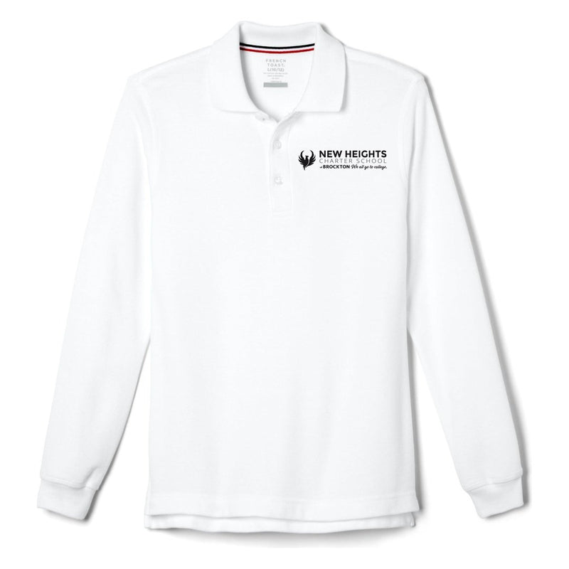 New Heights Charter White Long Sleeve Polo -Kids -10th Grade Only