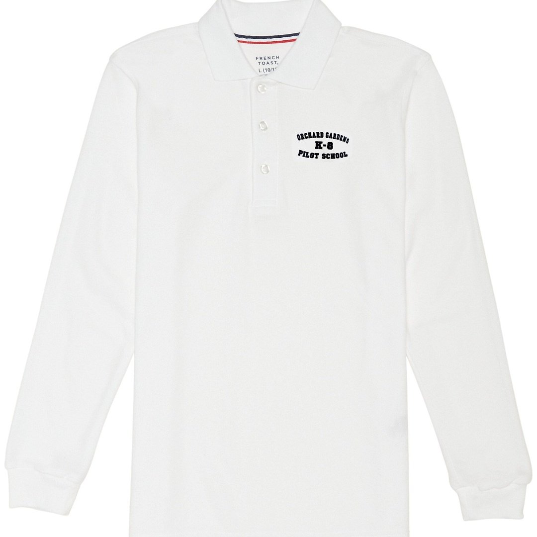 Orchard Gardens White Long Sleeve Polo -Gr. 6th - 8th- Husky Kids