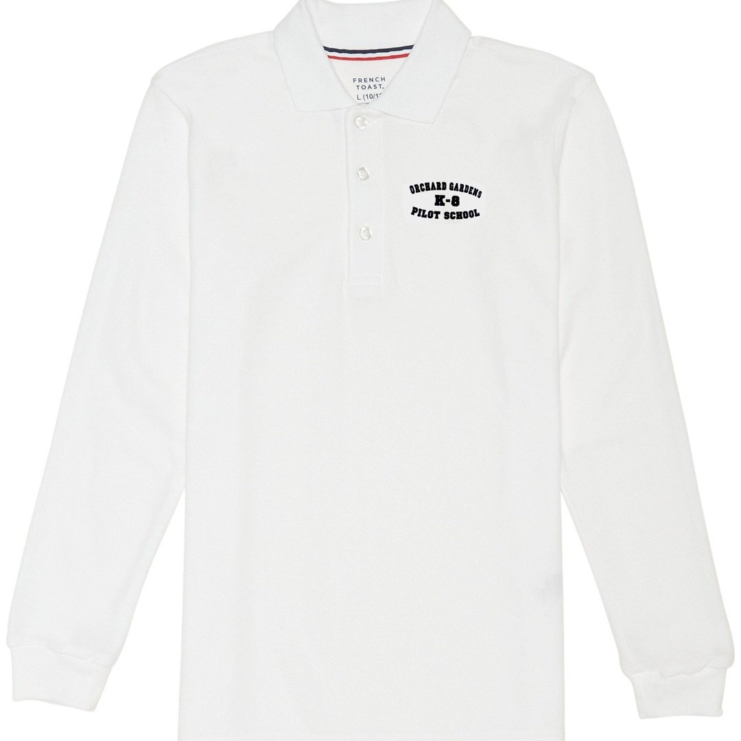 Orchard Gardens White Long Sleeve Polo - Adult