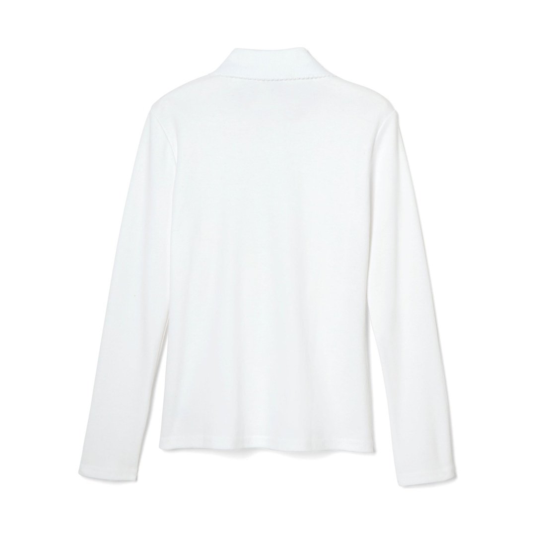 French Toast Plus Size Long Sleeve Interlock Polo with Picot Collar