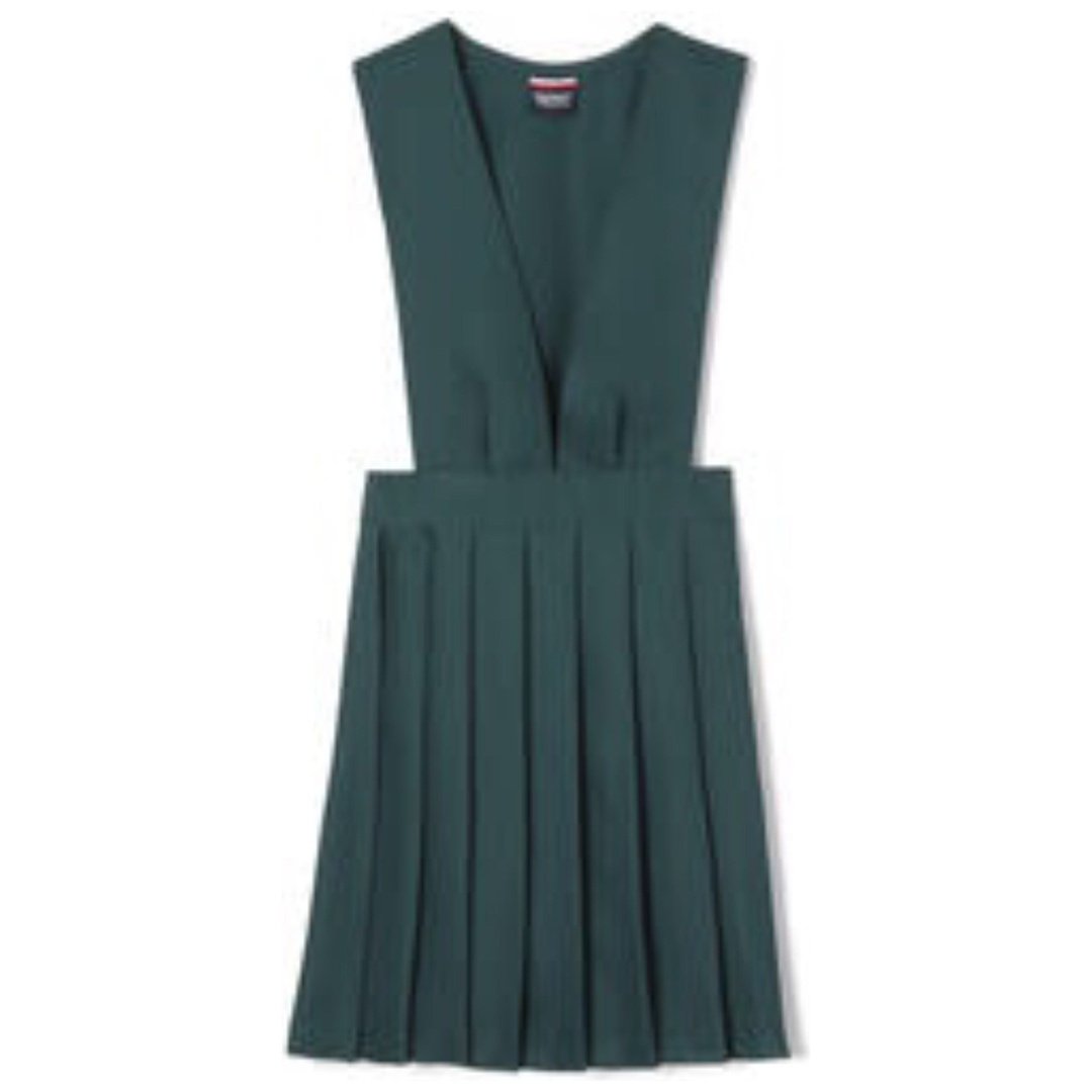 V-Neck Pleated Jumper - Hunter Green