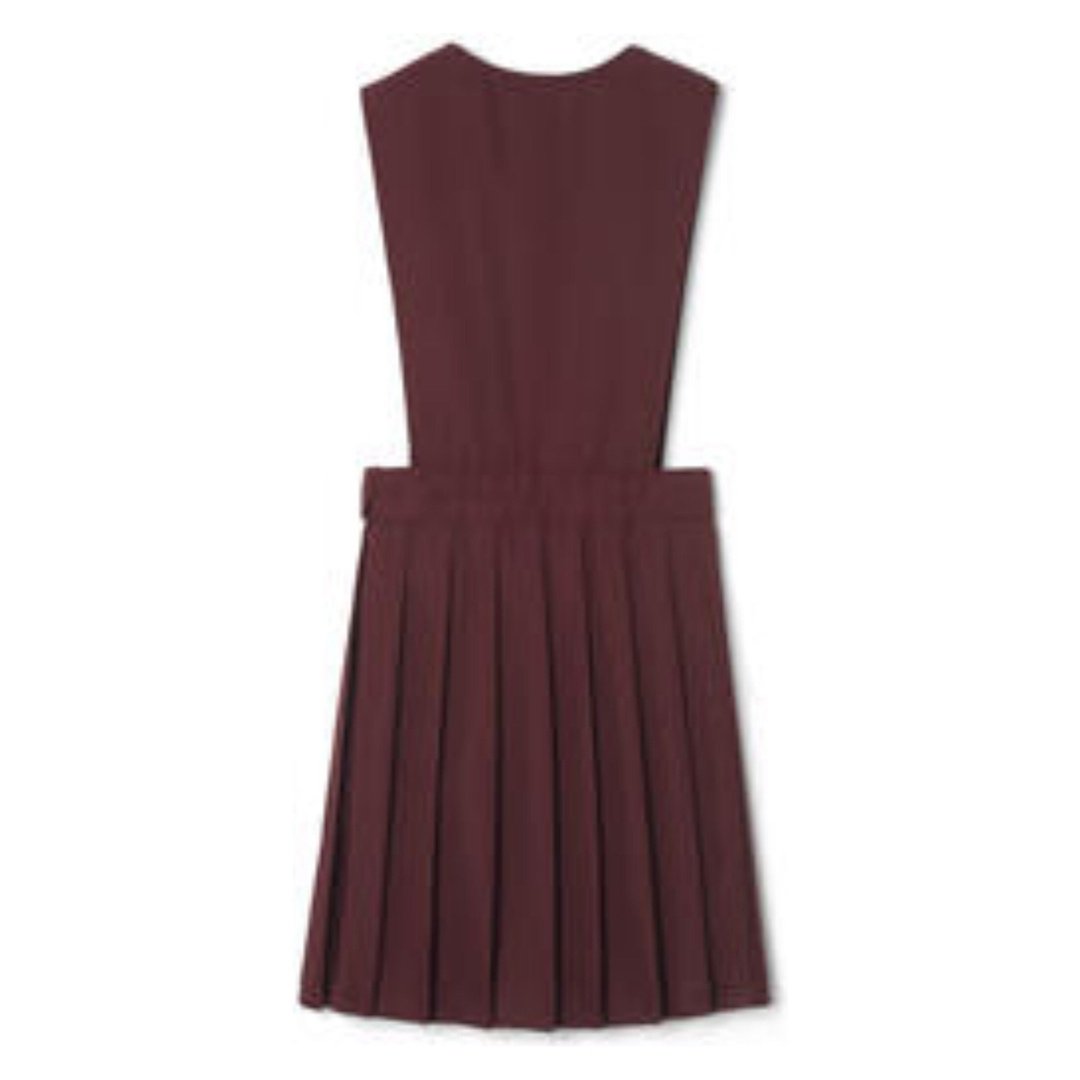 burgundy uniform dress Girls Dress Maroon Button Back School Uniform Pleated Hem 7