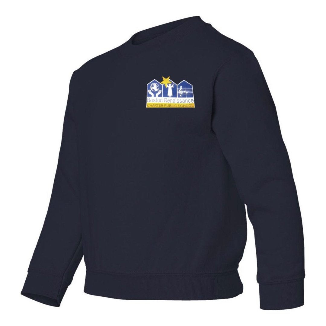 Boston Renaissance Charter Youth Crew Neck Fleece Sweatshirt - Screen Printed - Boston School Uniform
