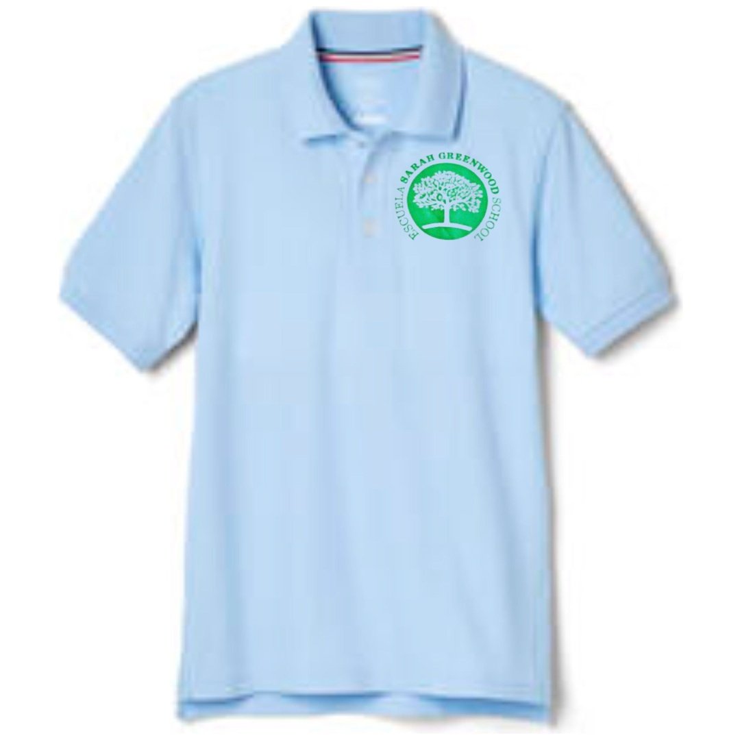 Sara Greenwood Light Blue Short Sleeve Polo - Adult
