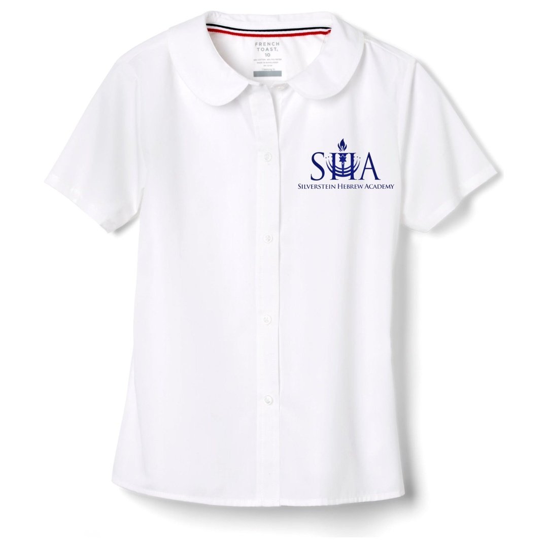 Silverstein Hebrew Academy Short Sleeve Blouse - Girls Plus Size (White)