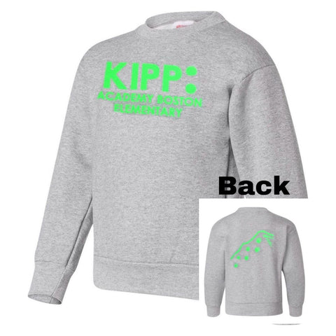 KIPP Academy Boston Grey Crew Neck Sweater - Youth Sizes - Screen Printed - Boston School Uniform