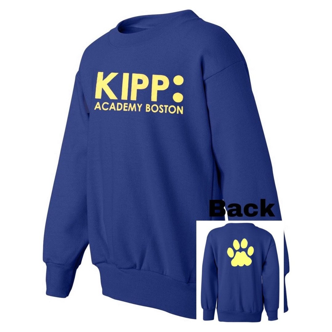 KIPP Academy Boston Fleece Crew Neck Sweater - Adult Sizes - Screen Printed - Boston School Uniform