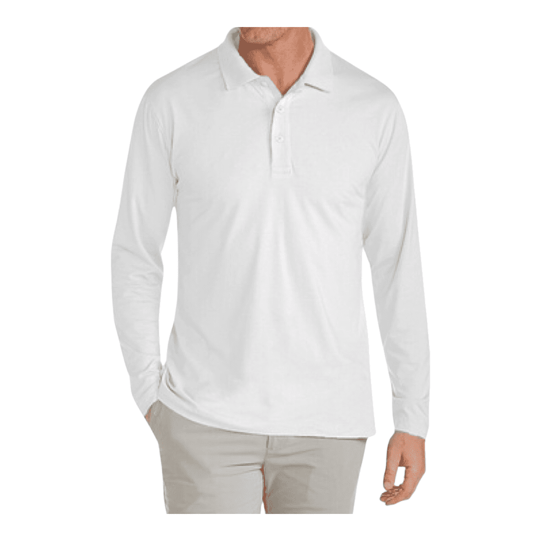 Adult White Galaxy Long Sleeve Polo