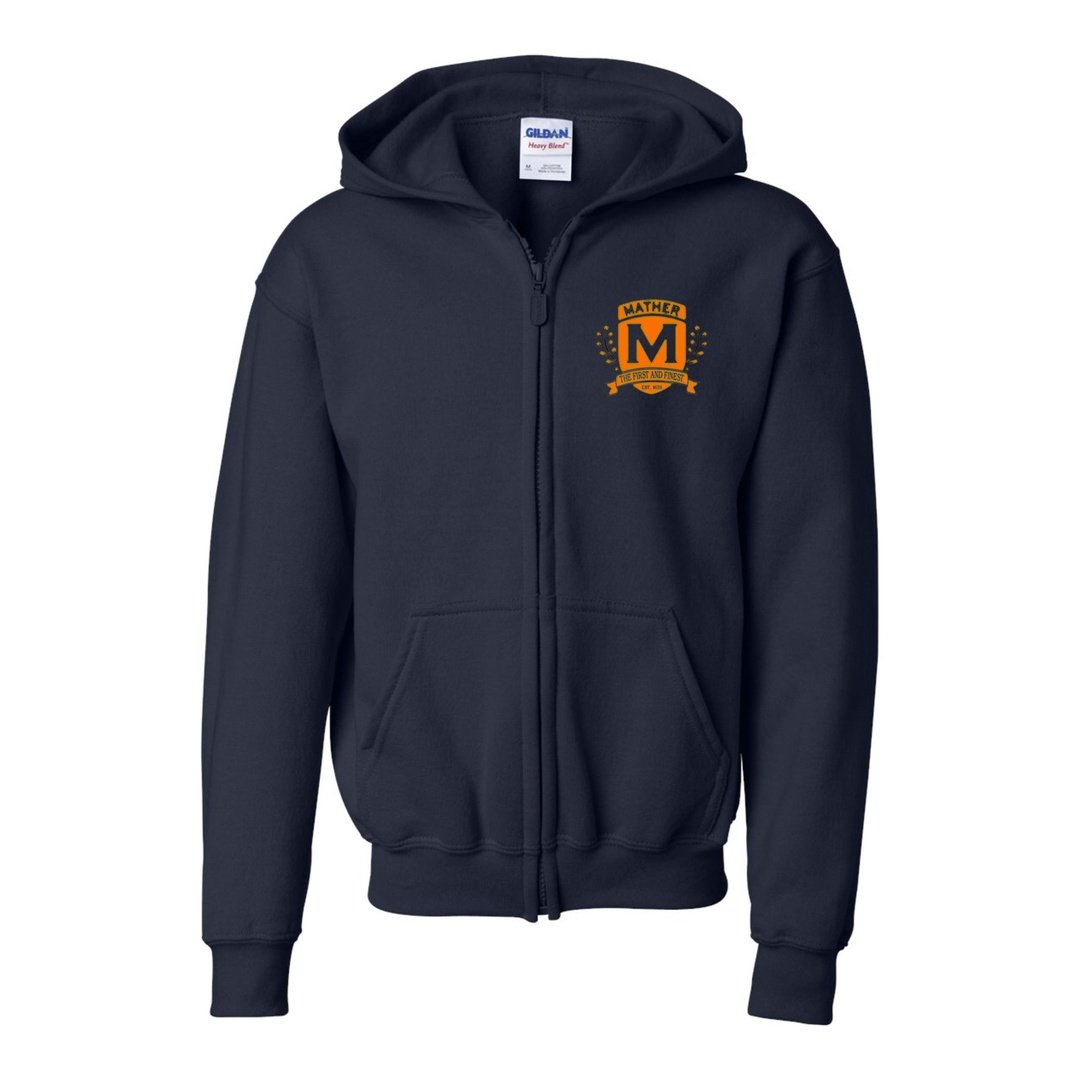 Mather K1-5 - Navy Full Zip Hoodie - Adult