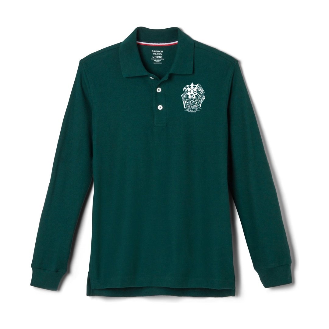 Martin Luther King Jr. 4-6th Hunter Green Long Sleeve Polo - Husky Kids
