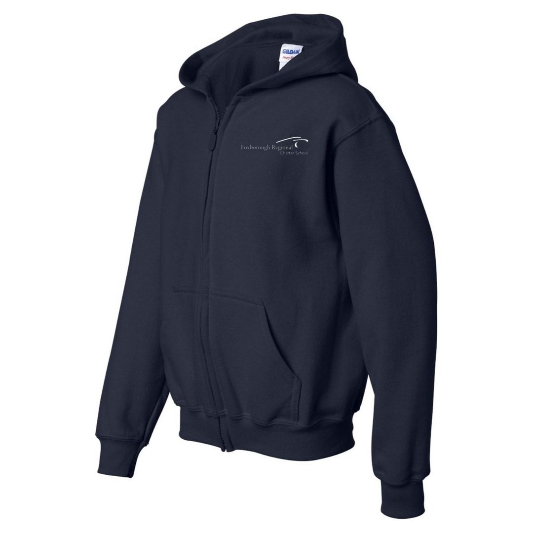 Foxborough Regional Charter - Youth - Full Zip Hoodie - Screen Printed - Boston School Uniform
